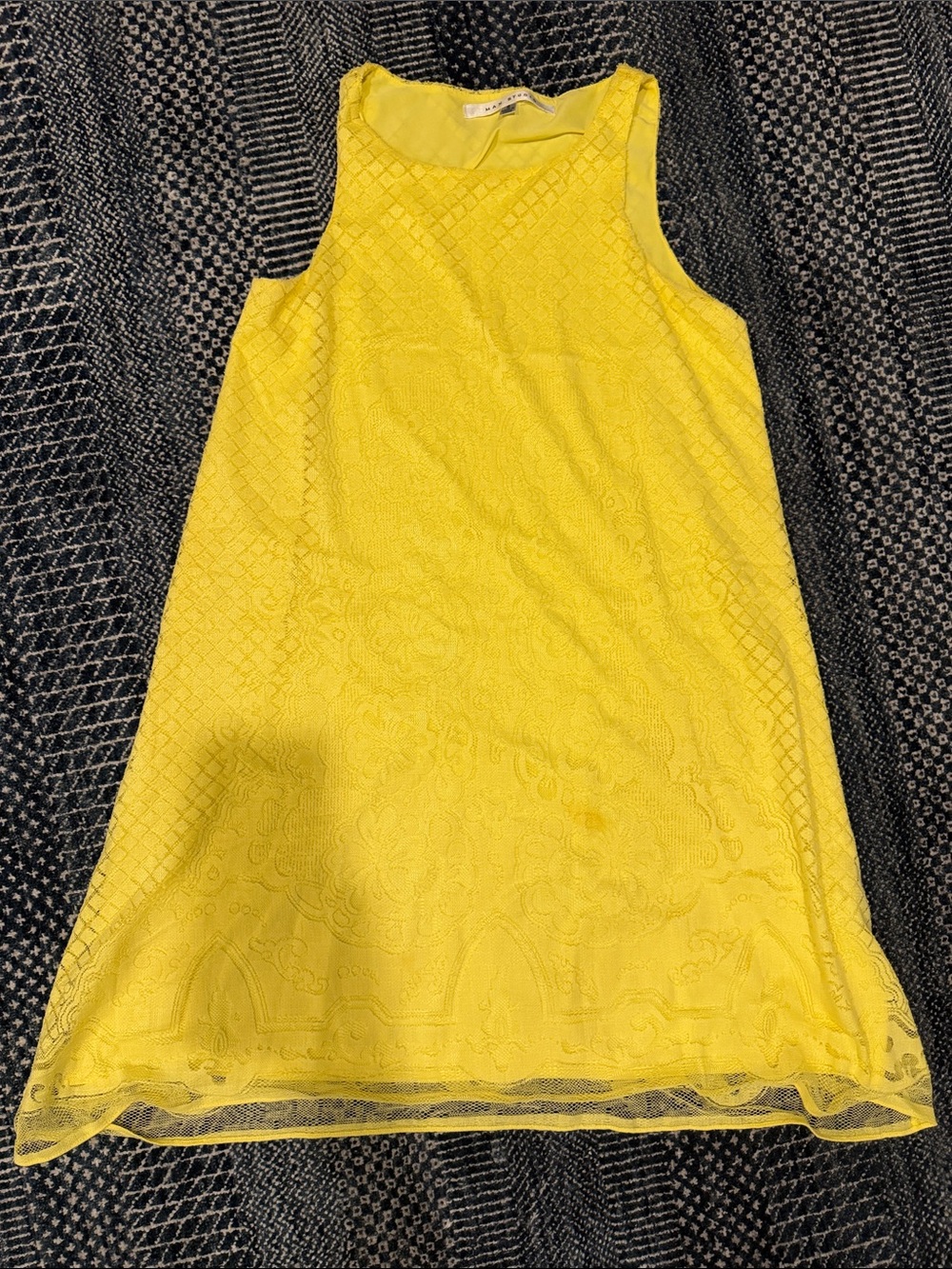 Max Studio Yellow Lace-Overlay Midi Dress